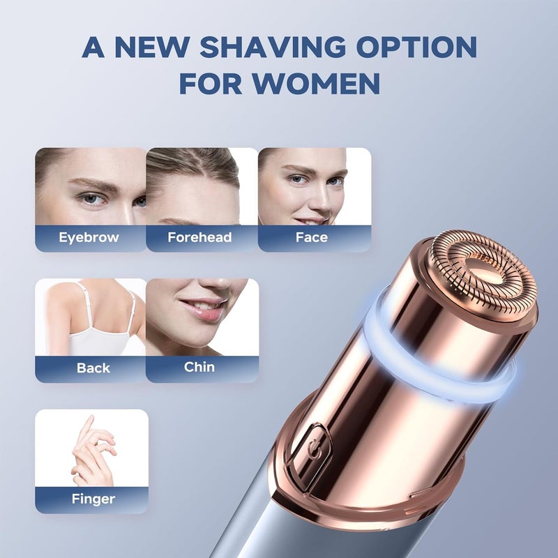 gurelax Facial Hair Removal for Women, Facial Eyebrow Trimmer, 2-in-1 Face Shaver, Painless Facial Razor for Lip, Chin, Peach Fuzz - Image 3
